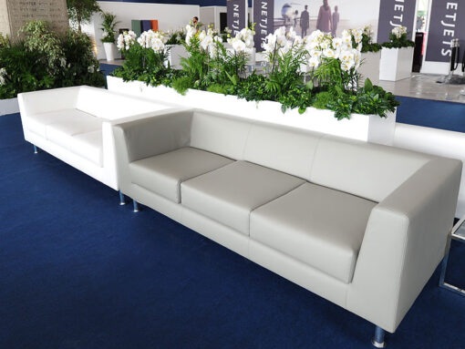 Grey Leather Infiniti 3 Seater Sofa hire company