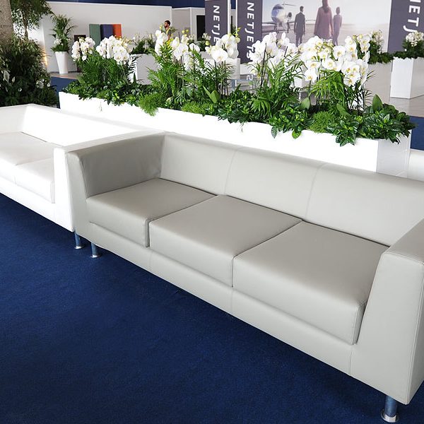 Grey Leather Infiniti 3 Seater Sofa hire company