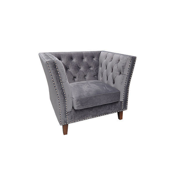 grey velour marlborough armchair