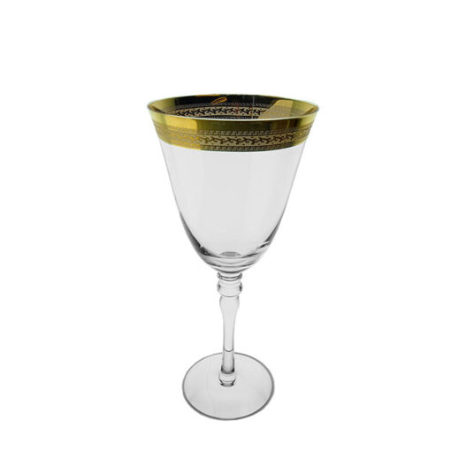 Gold Patterned Rim Wine Glass 7oz